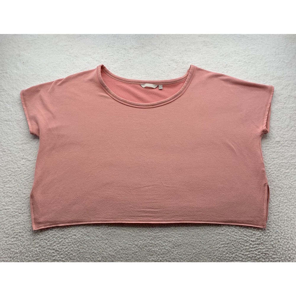 Athleta Unwind Sweatshirt Womens XL Pink Oversized Cropped Cap Sleeve‎ Boxy Soft